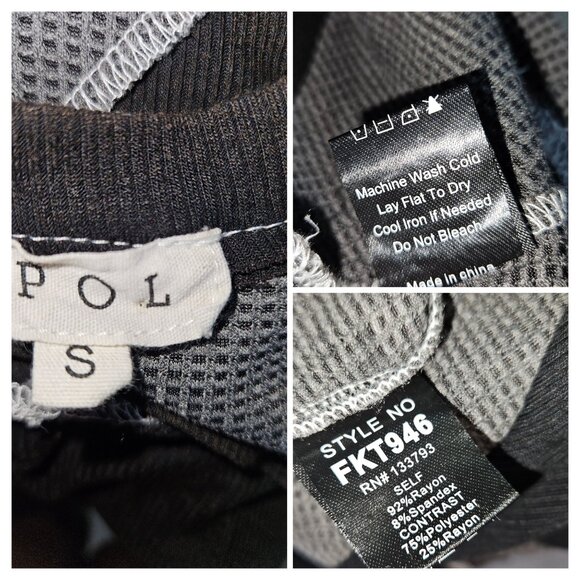 2/$35 Asymmetrical Black & Gray Sleeveless Lagenlook Tunic Top By POL Womens S - Picture 5 of 8